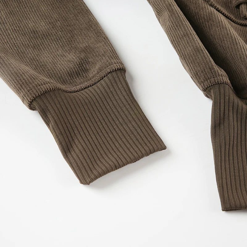 LIZAKOSHT  -  Corduroy Cropped Jacket Y2K Vintage Women'S Sweatshirt Autumn Casual Long Sleeve Turn-down collar Zip Up Coats Female
