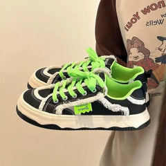 LIZAKOSHT  -  Color Match Platform Sneakers for Women 2024 New Designer PU Leather Raw Edge Sports Student Shoes Zapatos De Mujer