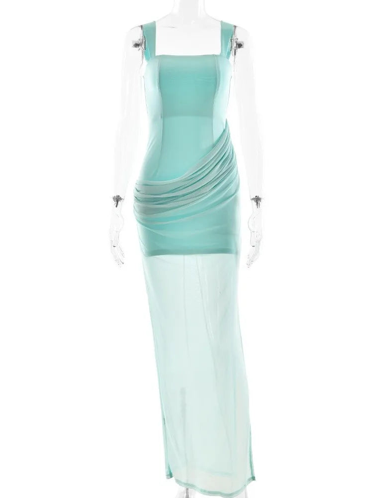 LIZAKOSHT  -  Sexy Bal Pleated Slim Fit Dr Women's High Waist Svel Gown Ciwalk Faion European Sle No Brand