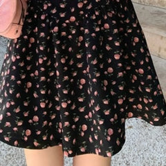 LIZAKOSHT  -  Vestidos Mujer Puff Sleeve V Neck Spring Summer Women Dresses Print Floral Korean Fashion Elegant Mini Dress