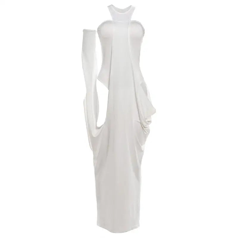 LIZAKOSHT  -  New Solid Halter Dresses for Women Sexy Bodycon Jumpsuit Hollow Out Long Robes Fashion Female Evening Party Outfits Street