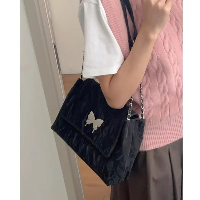 LIZAKOSHT  -  Aesthetic Shoulder Bag for Women Elegant Butterfly Leather Luxury Fashion Tote Bag Harajuku Style Designer Female Handbag