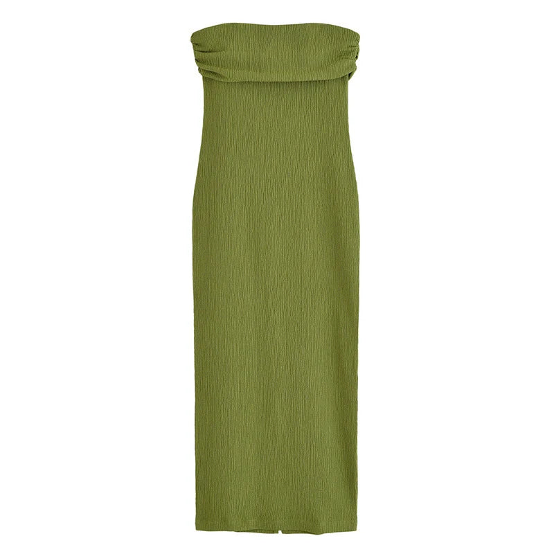 LIZAKOSHT  -  Fashion Slip Long Dress For Women Strapless Sleeveless Waist Cinching A-line Robe 2025 Summer Elegant Lady Evening Party Dresses