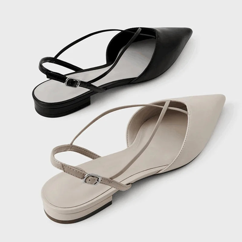 LIZAKOSHT  -  designer cross band flat sandals women pointed toe high quality leather mules shoes summer gladiator sandalias mujer
