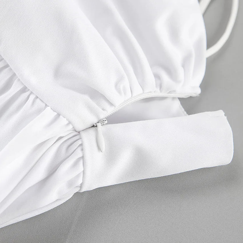 LIZAKOSHT  -  Sexy White Suspender Skirt Women's Seaside Chest Wrap A-word Skirt Short Women's Clothing