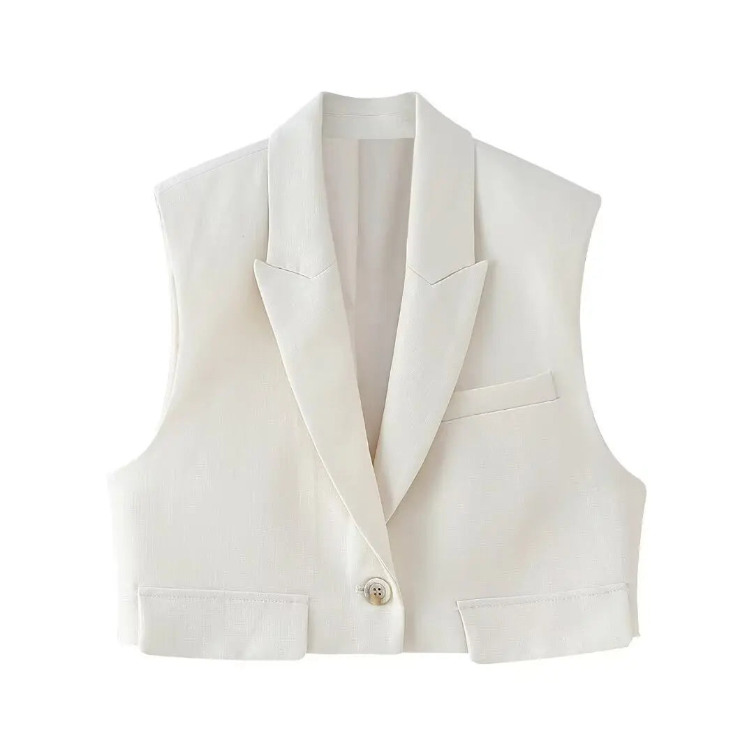 LIZAKOSHT  -  Early Spring New Casual Fashion Versatile Women's Clothing Flip Decoration Short Vest