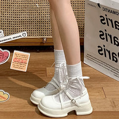 LIZAKOSHT  -  Womens Derby Shoes White Sneakers Shallow Mouth Clogs Platform Round Toe British Style Modis Leather On Heels Summer Creepers Ne