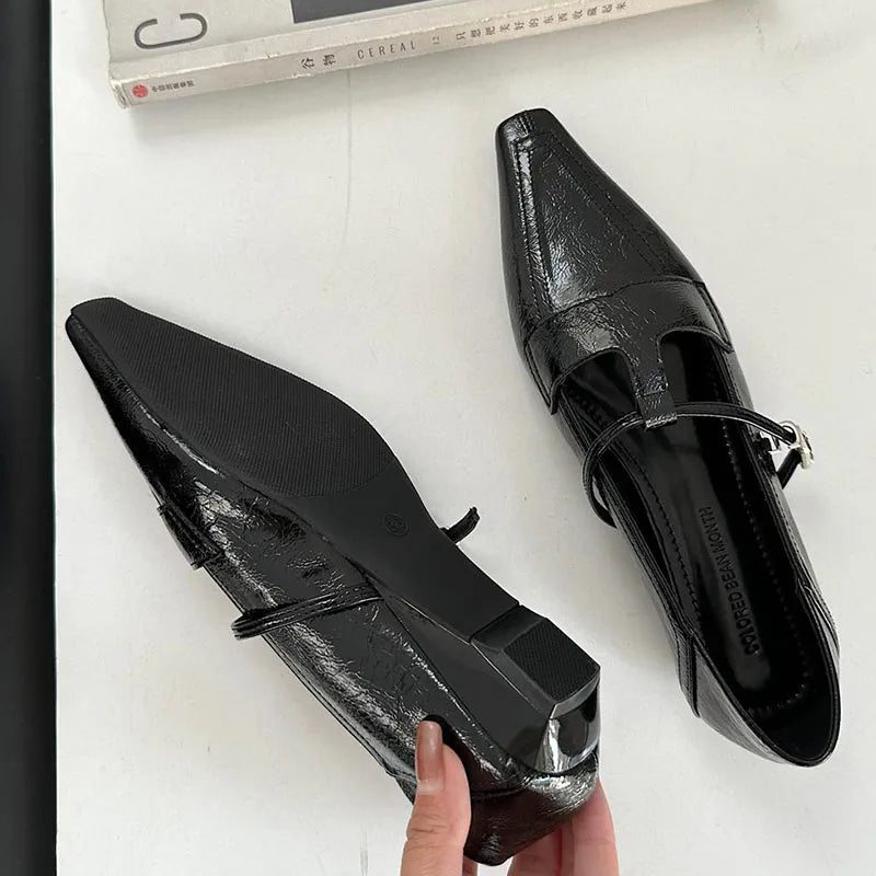 LIZAKOSHT  -  Fashion Luxury Dress Flats Heel Mary Jane Shoes Women Loafers Female Pointed Toe Ballerina New Spring Footwear Office Mujer