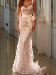 LIZAKOSHT  -  Elegant Sweetheart Sequined Beading Sashes Bow Mermaid Formal Evening Dresses Birthday Party Prom Gowns Customized