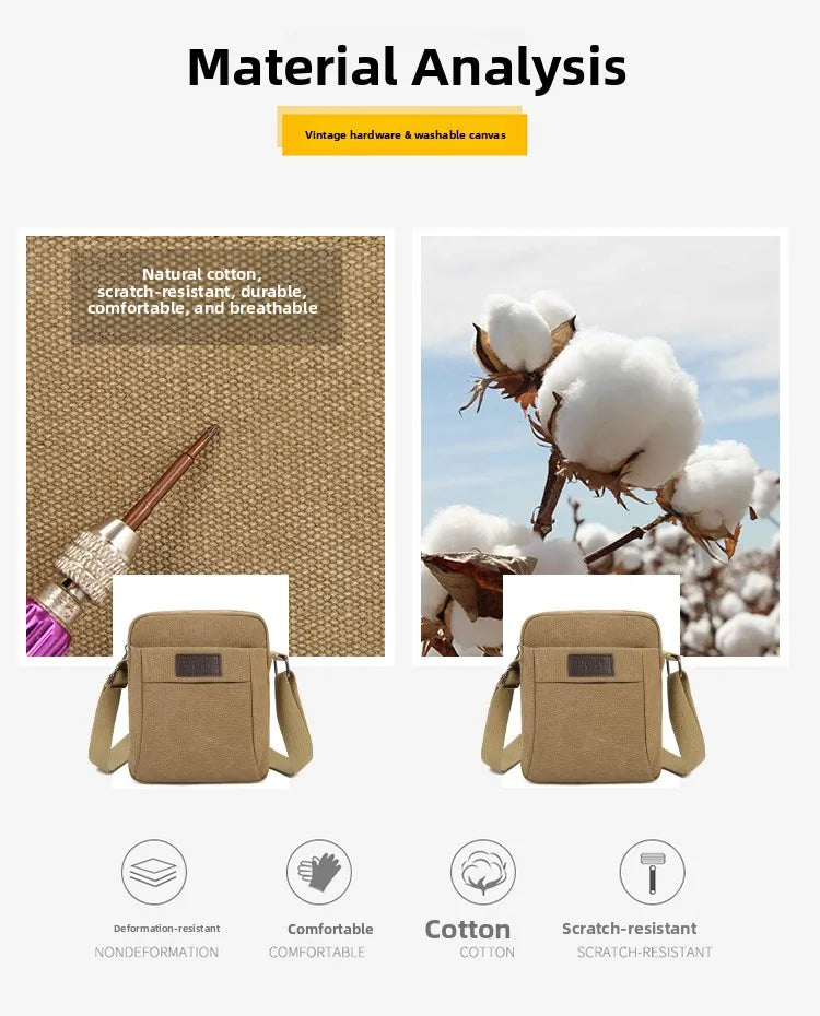 LIZAKOSHT  -  Outdoor Canvas Crossbody Chest Bag Men's Single oulder Sling Bag Faion  Bapa Mobile Phone Bag Leisure Sports