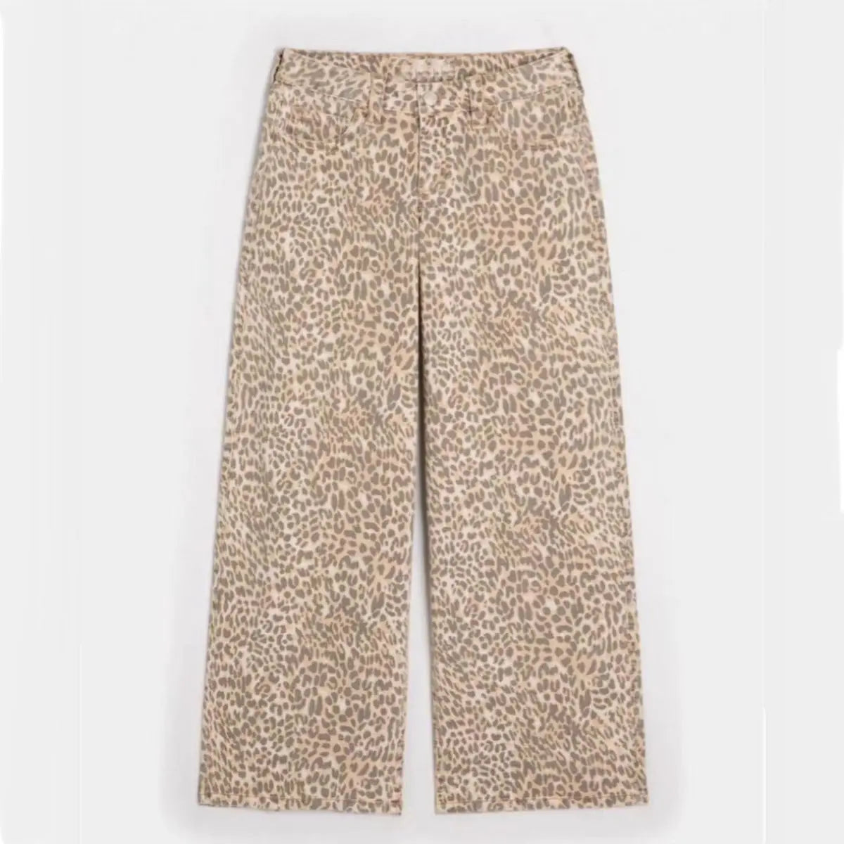 LIZAKOSHT  -  Spicy Girl Leopard Print Low Waist Jeans with A Feminine Spring Design, Loose and Wide Leg Pants
