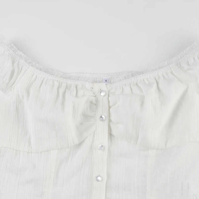 LIZAKOSHT  -  Lace-up Solid Sexy Button Tees Slim Casual All-match Harajuku Fashion Women's Top Korean Style Aesthetic Clothings