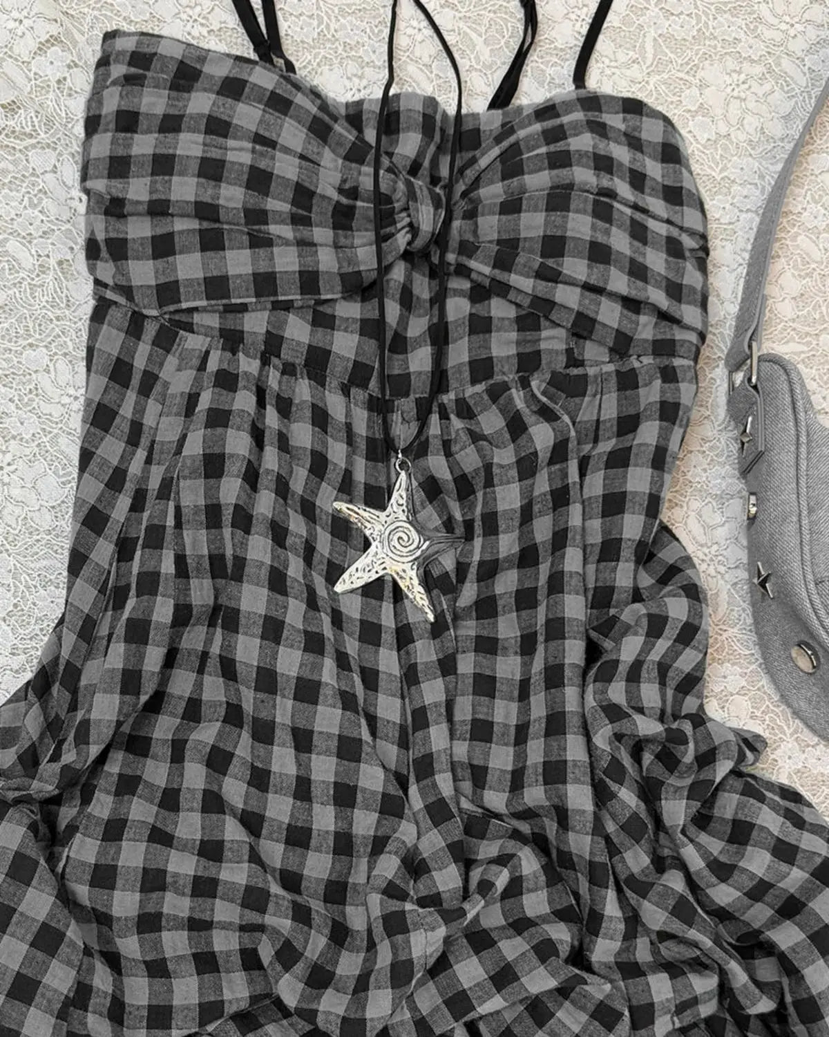 LIZAKOSHT  -  Punk Y2k Sling Womens Dresses Plaid Goth Vintage Ball Gown Backless Slim Hot Sweet 90s Dress Lace Sexy Harajuku Korea Grunge Emo