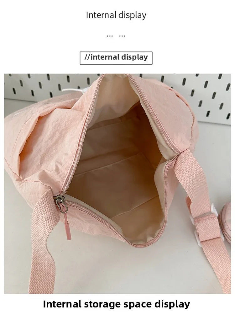 LIZAKOSHT  -  Japan Style Women Crossbody Bag New Casual Nylon Letter Composite Bag Simple Large Capacity Canvas Single Shoulder Tote Bag