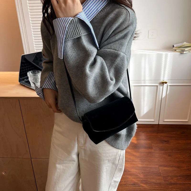 LIZAKOSHT  -  New Winter Crossbody Bag Women Fashion Simple and Versatile for Daily Wear Shoulder Bag Small Square Textured Casual Evening Bag