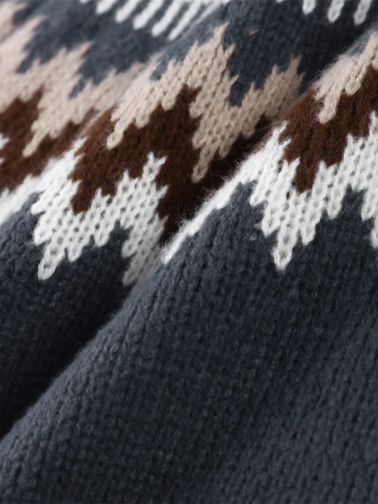 LIZAKOSHT  -  Printed Knitted Pullover Sweater Women Turtleneck Long Sleeves Loose Sweaters All-match Early Spring New Ladies Knitwear