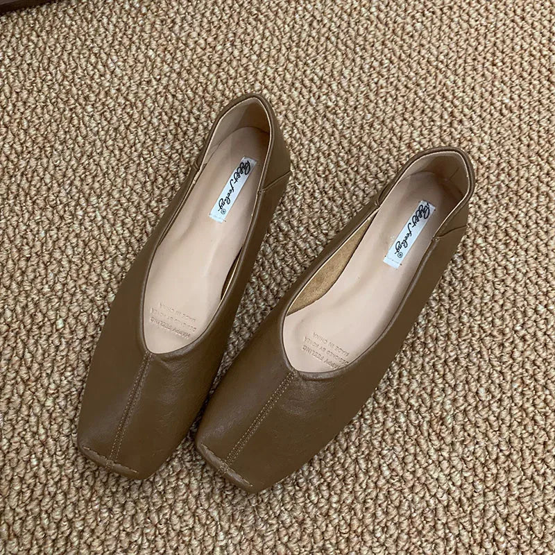 LIZAKOSHT  -  Spring New Brand Women Flat Shoes Fashion Round Toe Shallow Slip oN Ballerinas Shoes Soft Low Heel Boat Shoes New Woman Shoes
