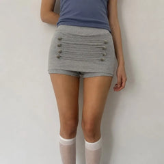 LIZAKOSHT  -  Korean Vintage Heavy Buttons Appliques Design Shorts Skirt Y2k Aesthetic All Match Preppy Style Casual Skirt Spice Girl Bottom