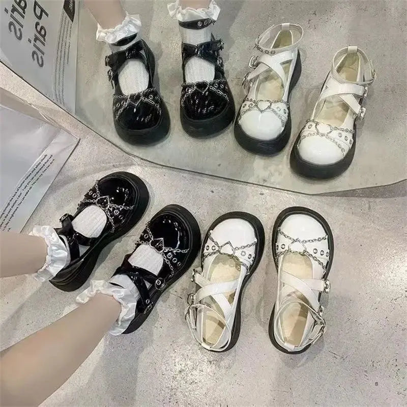 LIZAKOSHT  -  Original Lolita Shoes Women Spicy Girls Thick Soled Brother Shoes Special Style Round Headed Girl Lolita Leather Shoes