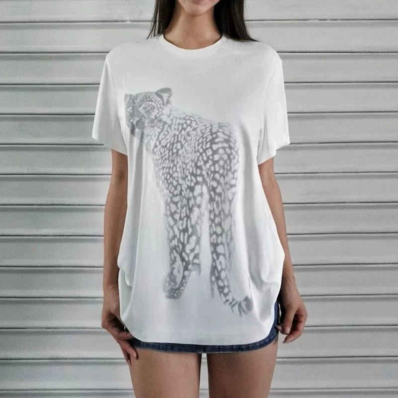 LIZAKOSHT  -  Euramerican Simple Cool Girl Vintage Print Clothes Y2k Aesthetic All Match Casual Women T Shirts Summer Simple Base Punk Tops