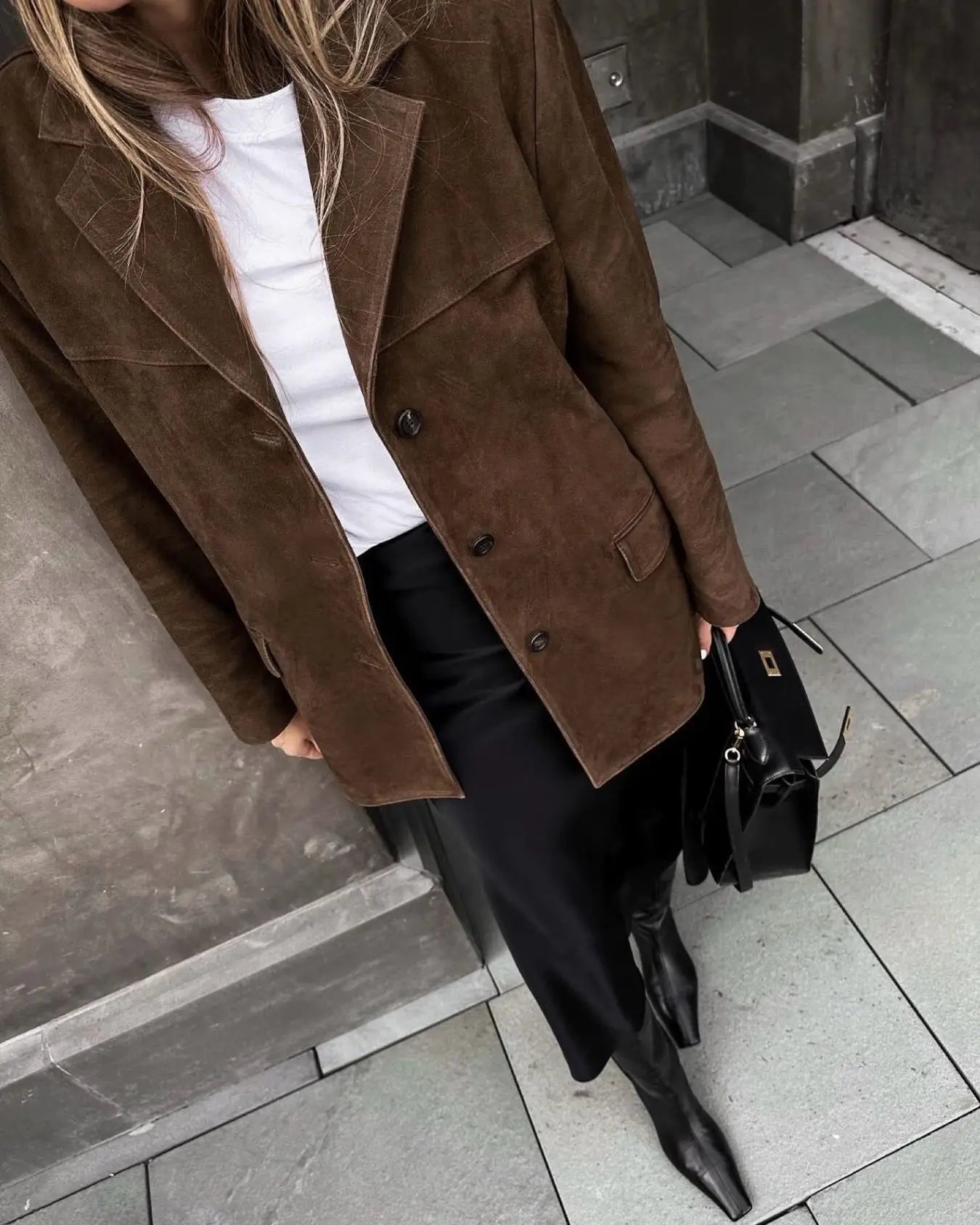 LIZAKOSHT  -  Leisure Suit Coat Women's Suede Autumn and Winter Jacket Commuter Wind Women's Coat