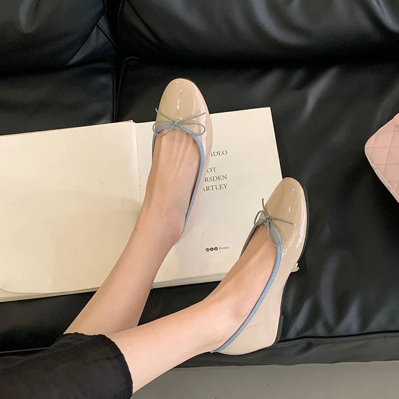 LIZAKOSHT  -  Fashion Round Toe Flats Ballet Shoes Wedges Low Heels Design Shallow Ballerina 2025 Spring Loafers Soft Moccasin Bow Shoes Mujer