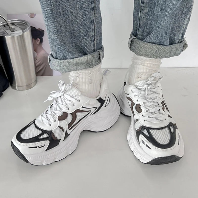 LIZAKOSHT  -  Women's Platform Mesh Sports Shoes Fashion Breathable Walking Chunky Sneakers Woman Thick Sole Non Slip Lace Up Running Shoes