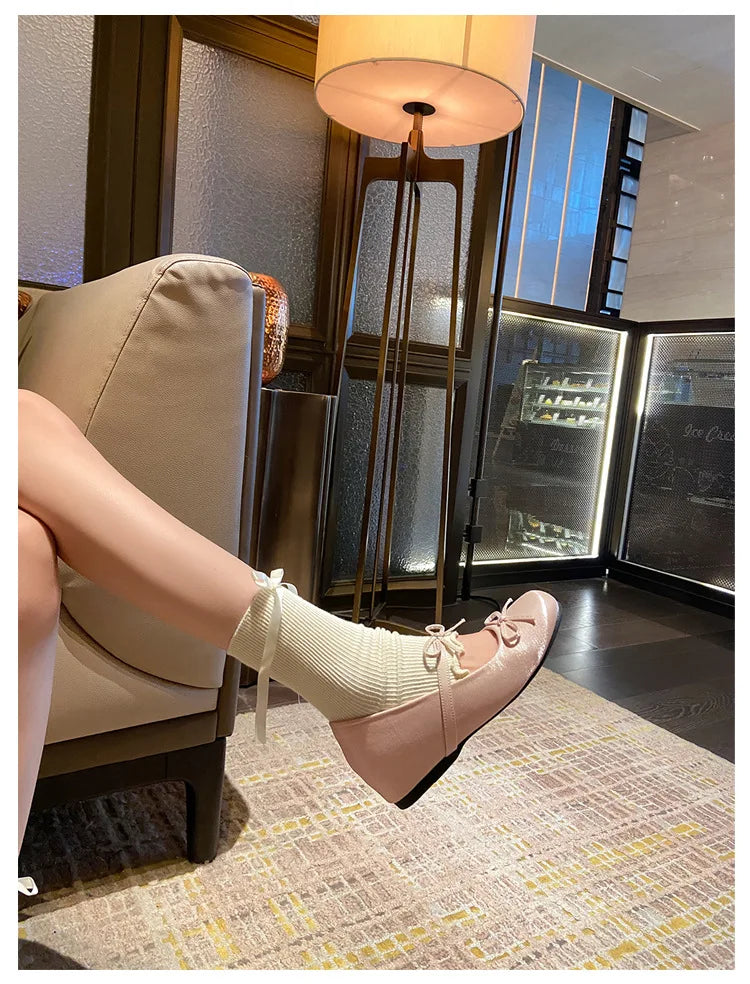LIZAKOSHT  -  sweet pink silk height increasing flats women round toe bowtie lolita shoes ankle strap elevator mary janes shoes woman