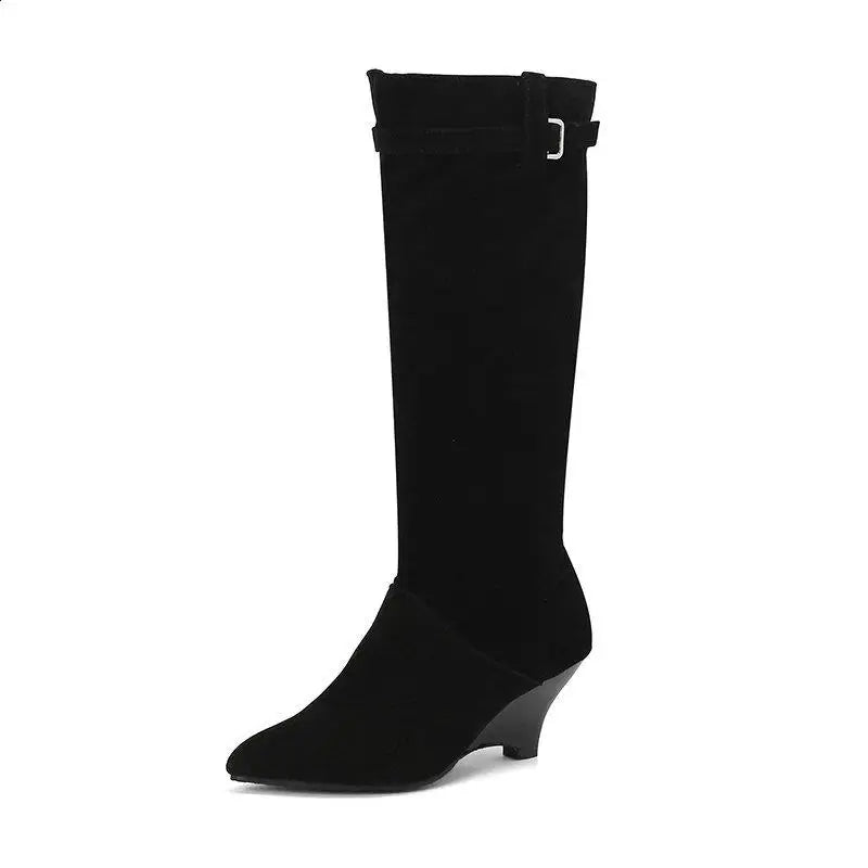 LIZAKOSHT  -  Elegant Woman Boots Pointe Shoes Sexy Thigh High Heels High Sexy Clogs Platform Zipper Pointy Rubber Over-the-Knee Ladies Stilet