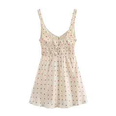 LIZAKOSHT  -  Floral Print Sling Satin Dress For Women O Neck Sleeveless A-line Mini Summer Dresses Holiday Beach Vestidos