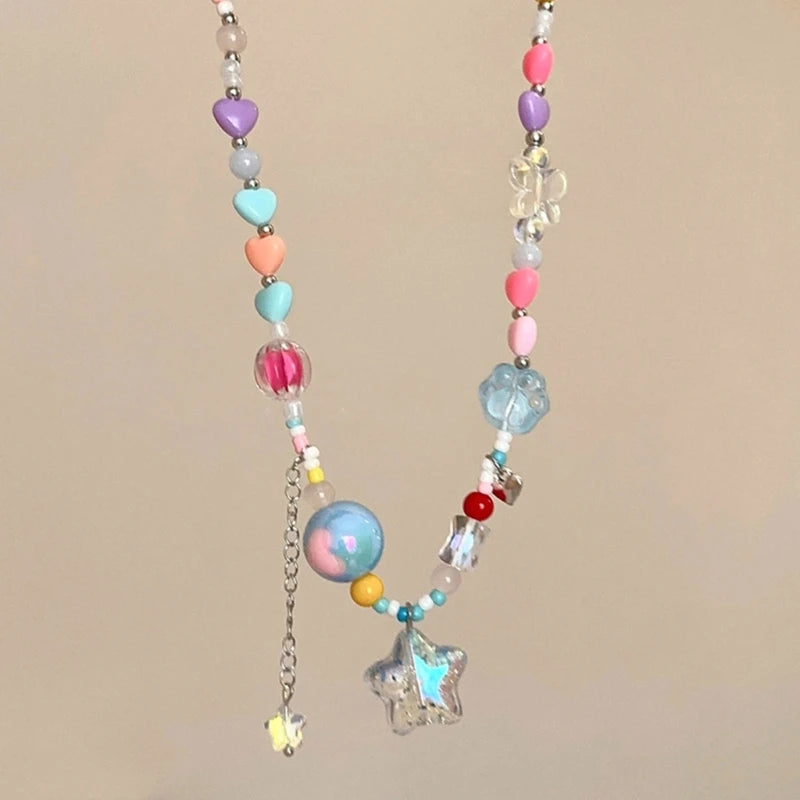 LIZAKOSHT  -  Bohemian Beaded Necklace Summer Resin Heart Star Necklace Hawaii Beach Necklace  Dropship