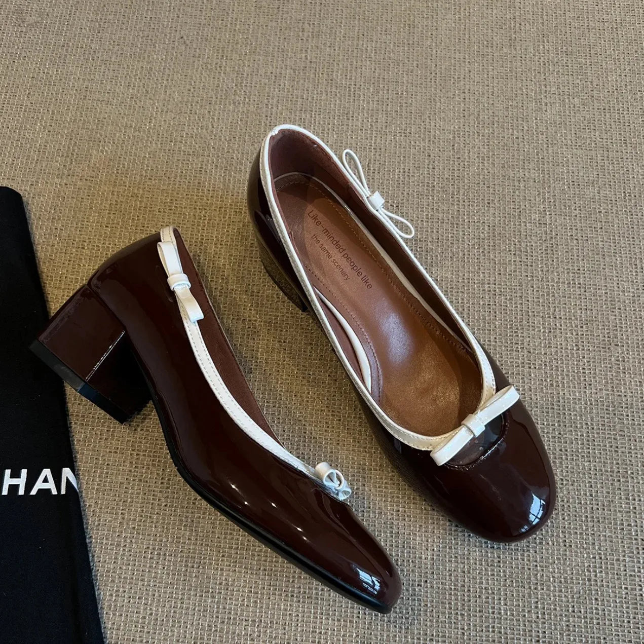 LIZAKOSHT  -  Shallow Mouth Low Heels PU Rubber Slides Hoof Low Heels Shallow Mouth Rubber PU Slides