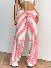 LIZAKOSHT  -  Women's New Casual Striped Solid Color Elastic Rope Cotton Straight Leg Pants
