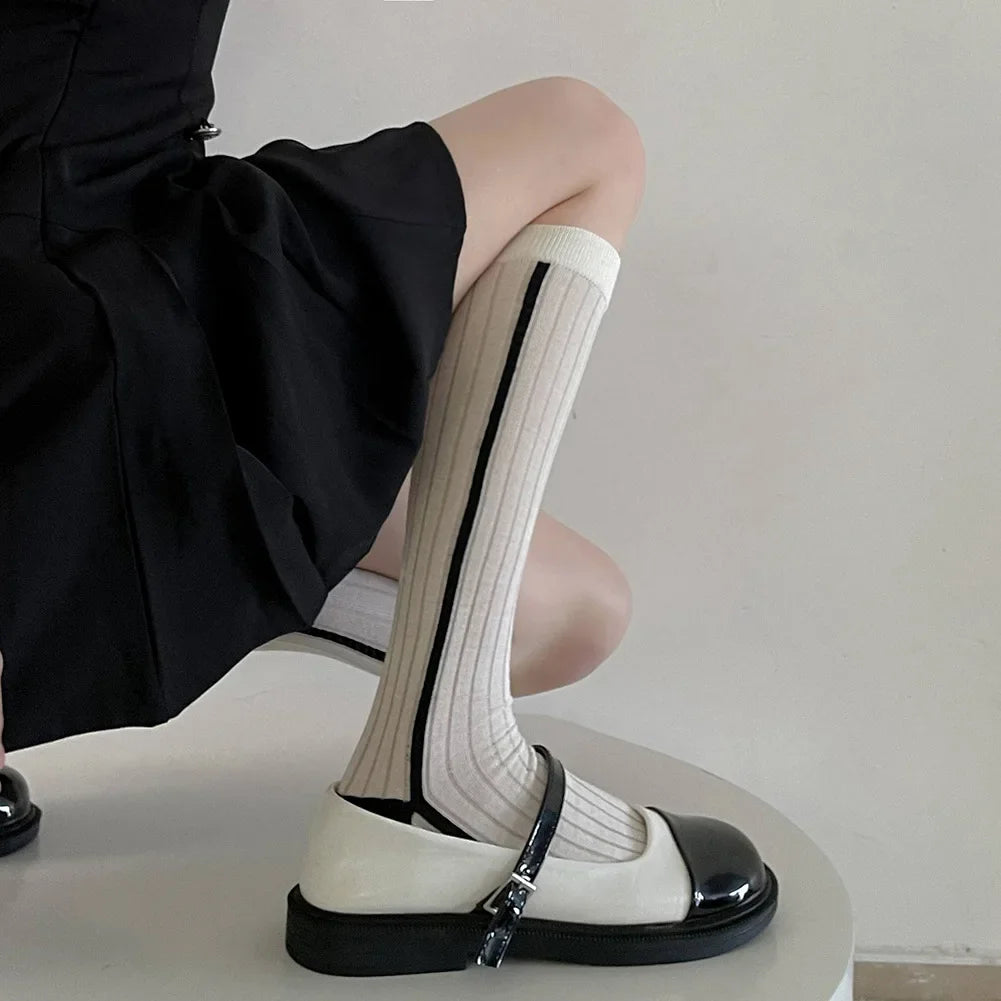 LIZAKOSHT -  Japanese Style Cotton Long Socks Stockings Polka Dot Sweet Girls Knee Socks JK Lolita Kawaii Cute Thigh High Socks Stockings