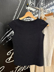 LIZAKOSHT  -  Polka Dot Sleeveless Slim T-shirt Women Summer Sexy Square Collar Black Cotton Tees Preppy Style Cute Streetwear Crop Top Y2k
