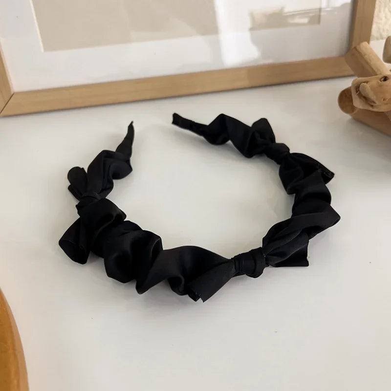 Lizakosht Black Bowknot Headbands Korean Fashion Hair Hoop Hair Bands for Women Sweet Girls Solid Color Headband Hair Accessories Headwear