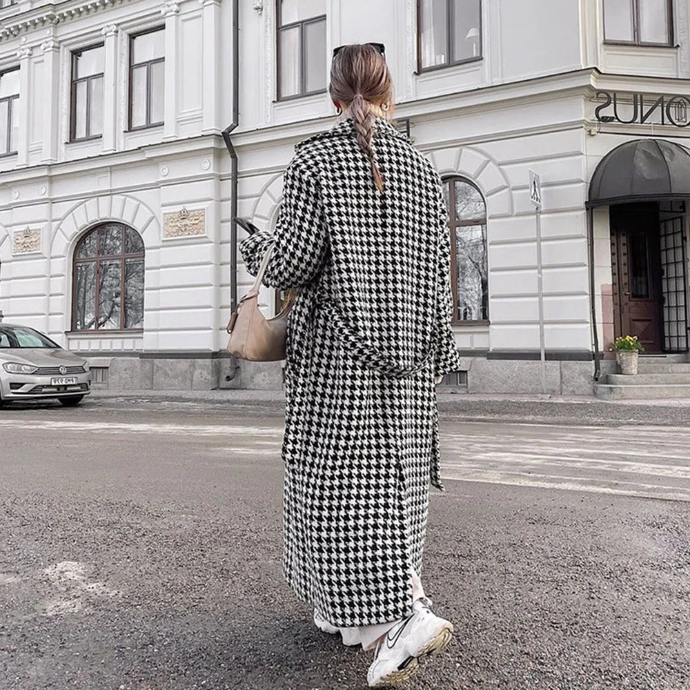 LIZAKOSHT  -  Classic Houndstooth Women's Blazer Luxury Custom Double Breasted Notch Lapel Jacket Elegant Female Clothing Outerwear