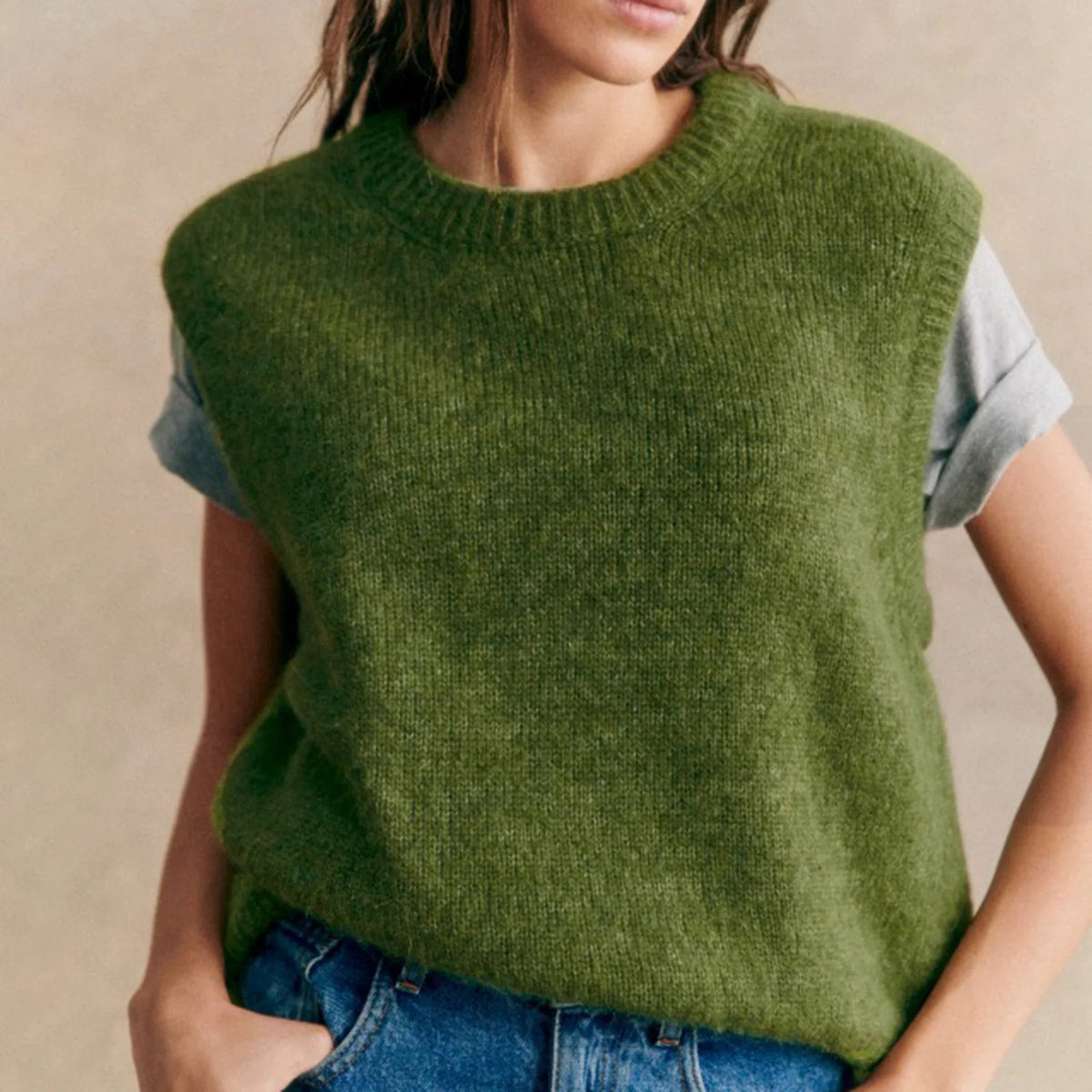LIZAKOSHT  -  Y2K Fairy Women Cute Sweater Vest Basic Solid Color Warm Knit Tank Tops Sleeveless Pullover Knitwear for Spring Streetwear
