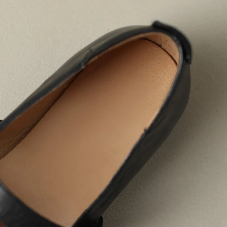 LIZAKOSHT  -  Women Flats Retro Style Genuine Leather Mary Janes Shoes Woman Spring Summer Office Ladies Casual Comfort