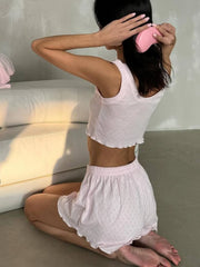 LIZAKOSHT  -  Two-piece Suit New in Fashion Elegant Solid Color O-neck Sleeveless Tops High Waist Solid Color Commuting Women's Clothing