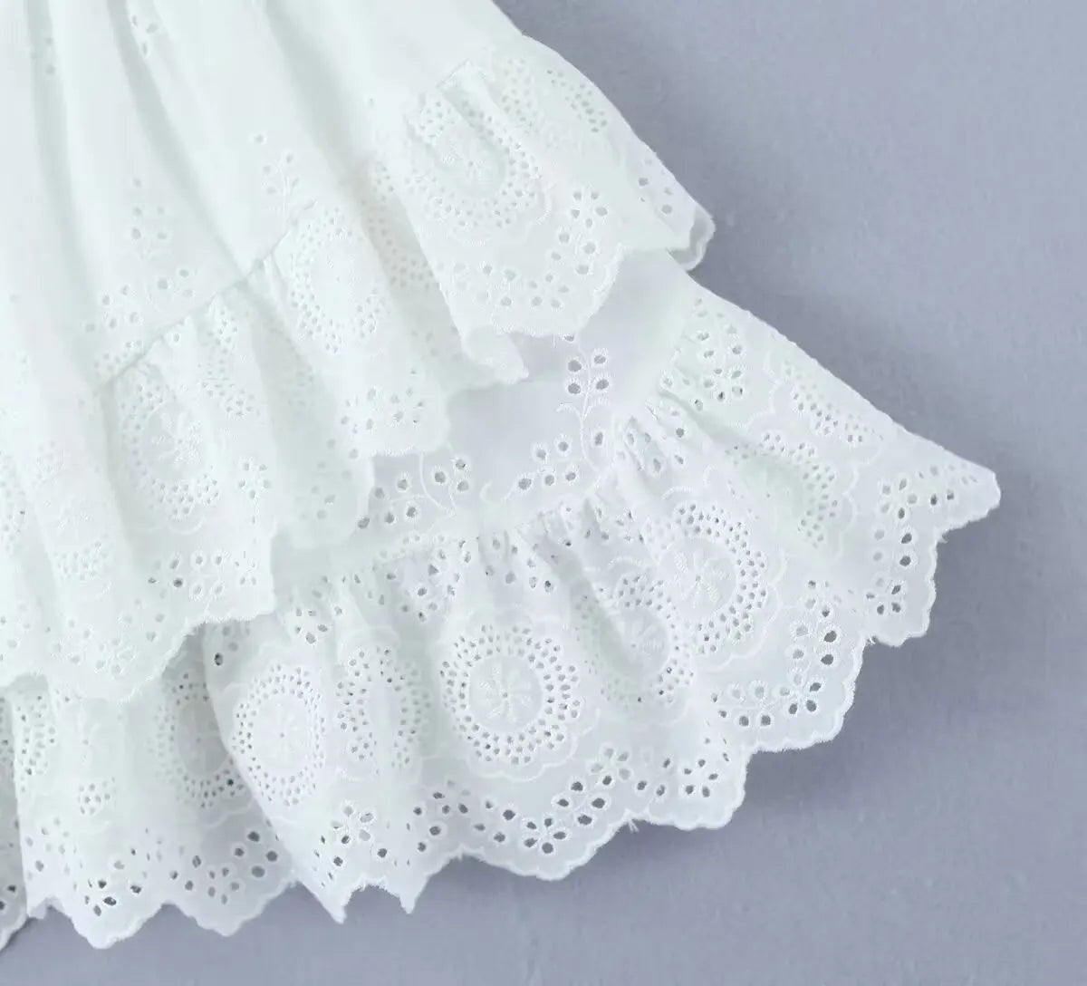 LIZAKOSHT  -  Summer French Elegant Lace Cake Skirt Fashion Mini Skirt Women Vintage Cotton A-line High Waist White Skirts Womens