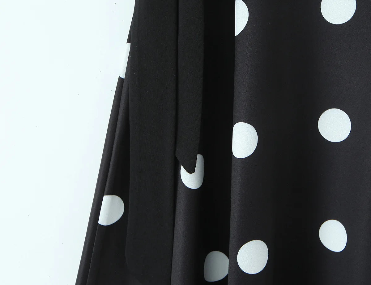 LIZAKOSHT  -  Halter Neck Camisole Polka Dot Skirt Set Women's Summer Sexy Fashionable Personality Neckband Backless Beach Vacation Black Set