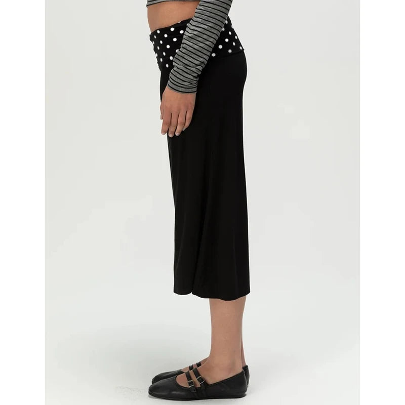 LIZAKOSHT  -  Women's Y2k Fold Over Loungewear Capris Wide Leg Cropped Flowy Gaucho Pants Comfy Casual Yoga Coluttes Pajama Bottoms