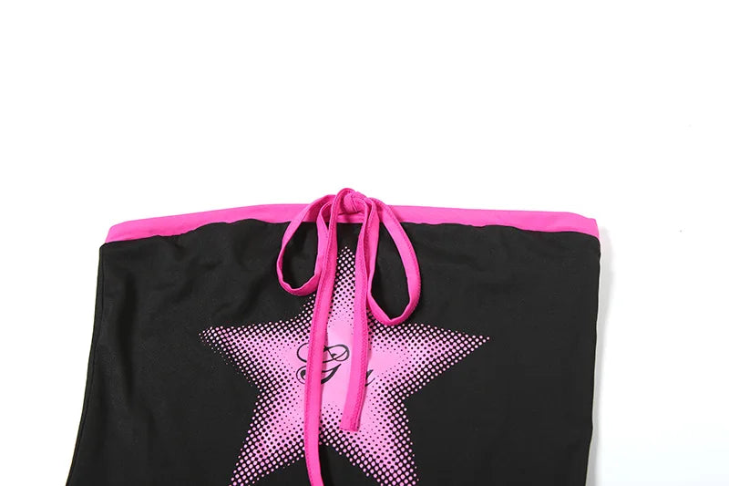 LIZAKOSHT  -  New Women's Sexy Strapless Vest With Hip Strap Short Skirt Set Vintage Cute Skinny Kawaii High Waist A Line Mini Skirt
