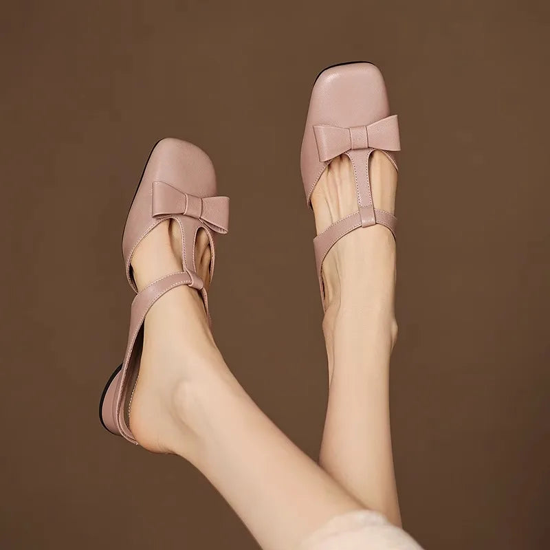 LIZAKOSHT  -  The New Summer Style of Square-toed Low-heeled Thick-heeled One-legged Flip-flops and Sandals for Women Wearing in Baotou
