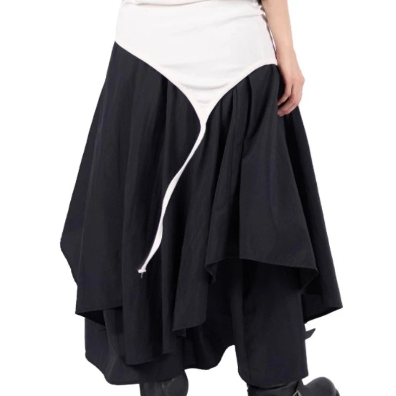 LIZAKOSHT  -  Irregular Skirts Woman Solid Spring Summer Vintage Jupe Femme Korean Fashion High Waist Chic Elegant Long Skirt