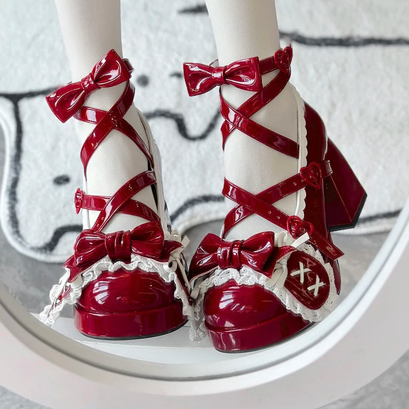 LIZAKOSHT  -  Middle Heel Drooping Ear Rabbit Lolita High Heels Sweet Japanese Round Toe Lolita Shoes Cute Girl Tea Party Single Shoes