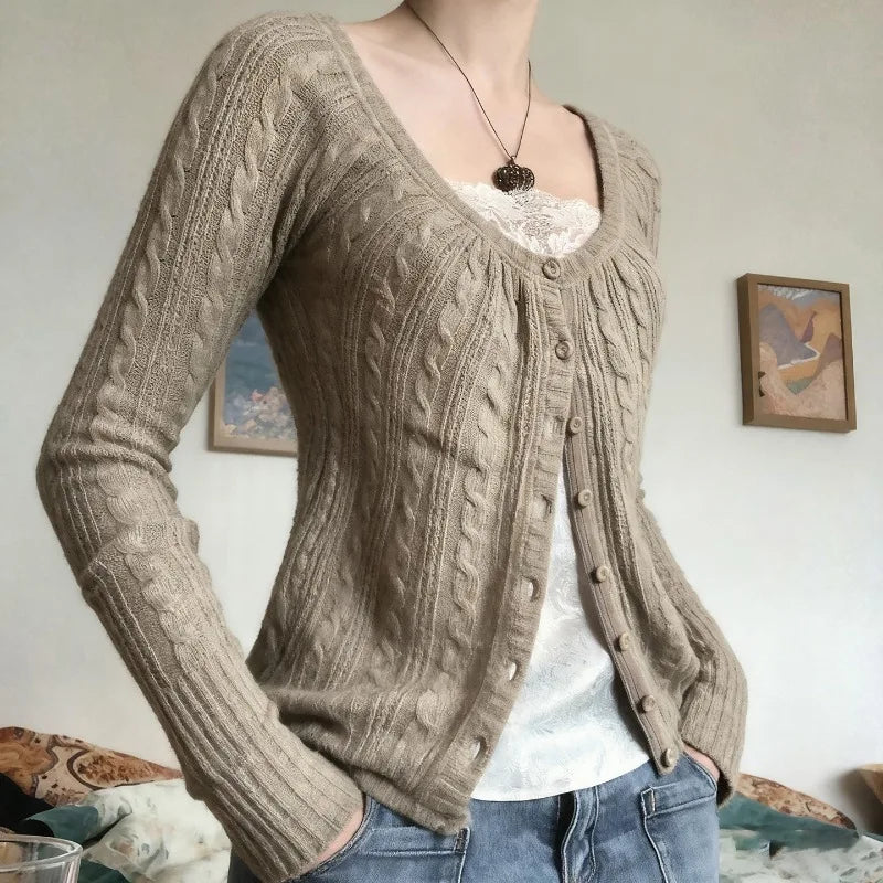 LIZAKOSHT  -  American retro-breasted cardigan with elegant temperament and women's knitted top