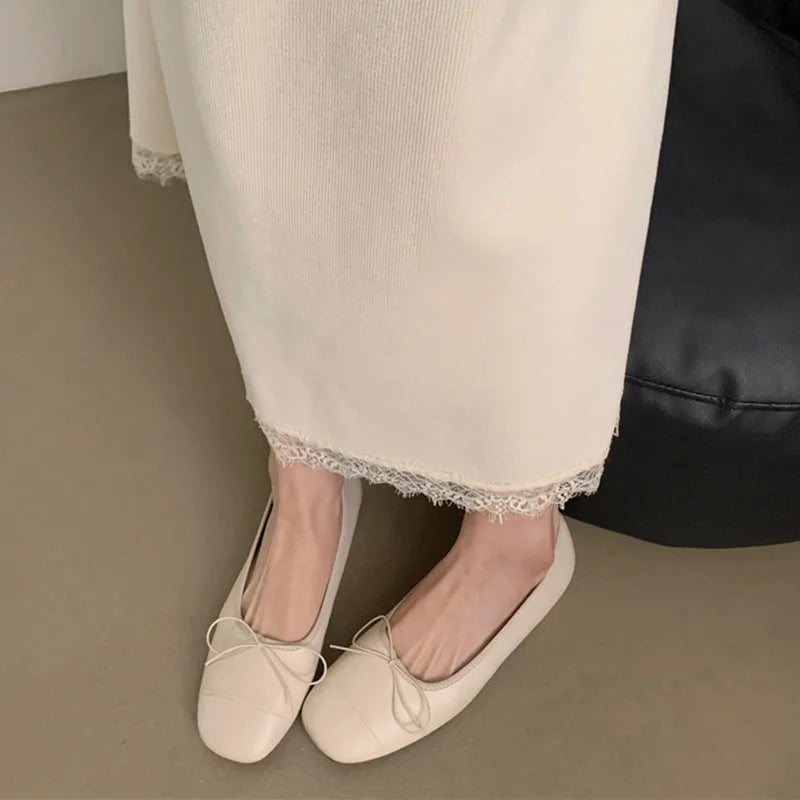 LIZAKOSHT  -  Spring New Brand Women Flat Shoes Fashion Round Toe Shallow Slip oN Ballerinas Shoes Soft Low Wedge Heel Boat Shoes New Woman
