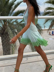 LIZAKOSHT  -  Elegant Fashion Dress for Women Sexy Vintage Sleeveless Deep V Neck Backless Slim Mini Dresses New Spring Summer Dress